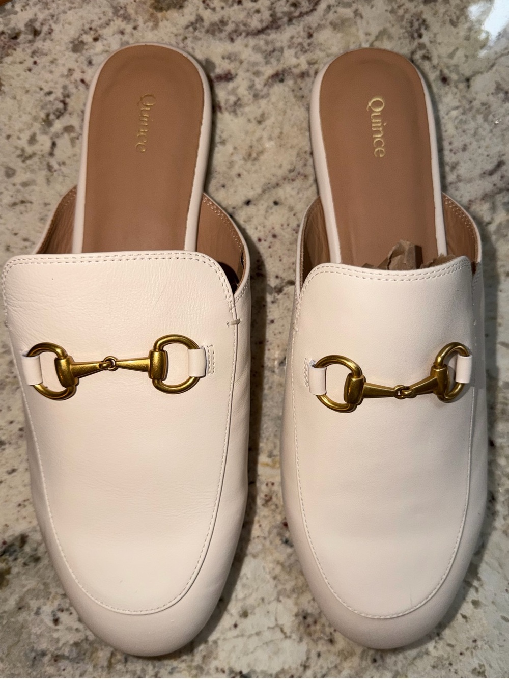 QUINCE $150 Italian Leather Horsebit Loafer Mule Bone 9 NWOT